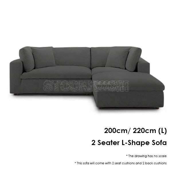 Valeria Fabric Feather Down Sofa - L Shape / Sectional Sofa