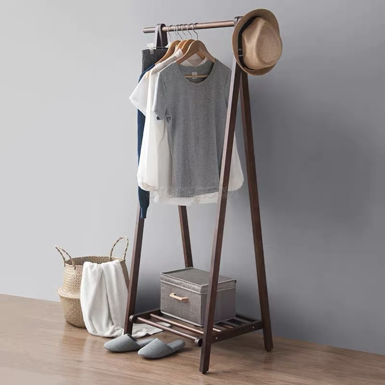 Vendela Solid Wood Open Clothes Storage Coat Rack / Hanger