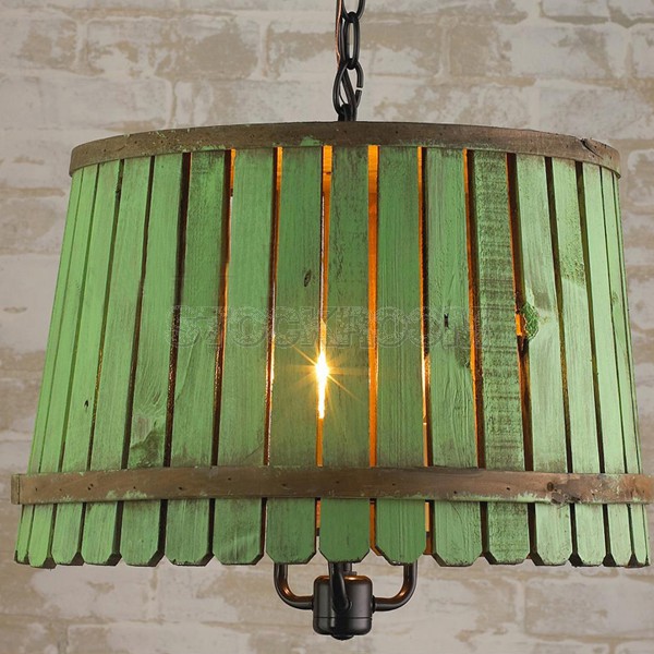 Vintage Barrel Crate Old Wood Pendant Lamp