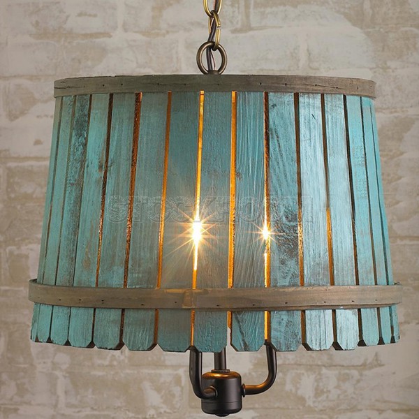 Vintage Barrel Crate Old Wood Pendant Lamp