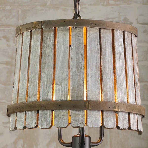 Vintage Barrel Crate Old Wood Pendant Lamp