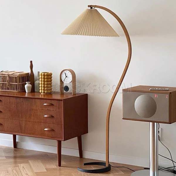 Vintage Corrugated Wooden Floor Lamp