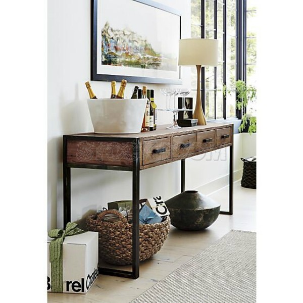 Waltner Loft Style Console Table with Drawers