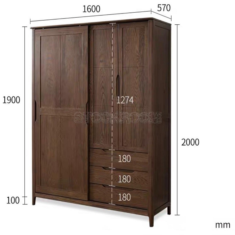 Ixchel Solid Oak Wood Wardrobe - Smoke Expresso