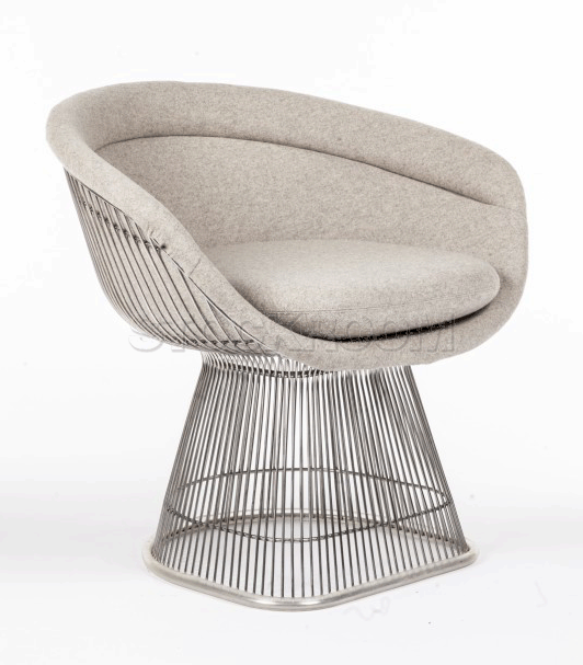 Warren Platner Style Wire Dining Chair upholstered