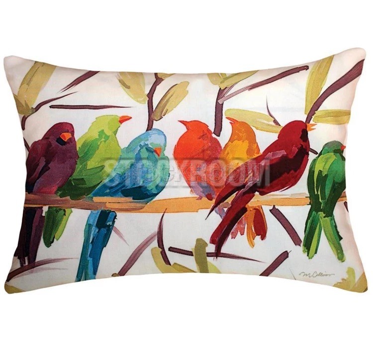 Watercolor Bird Style Decorative Cushion A