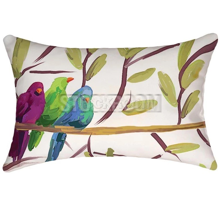 Watercolor Bird Style Decorative Cushion B