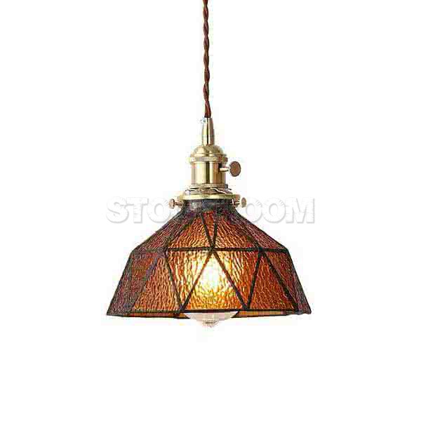 Retro Style Glass Brass Pendant Lamp