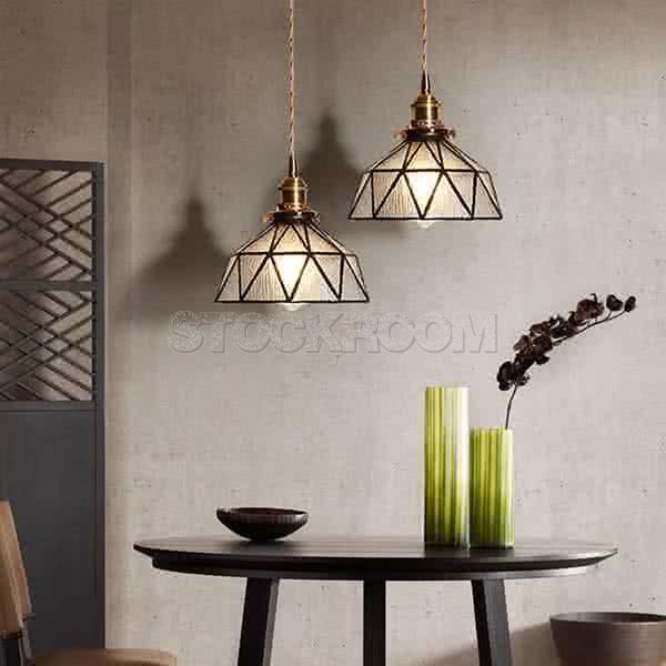 Retro Style Glass Brass Pendant Lamp