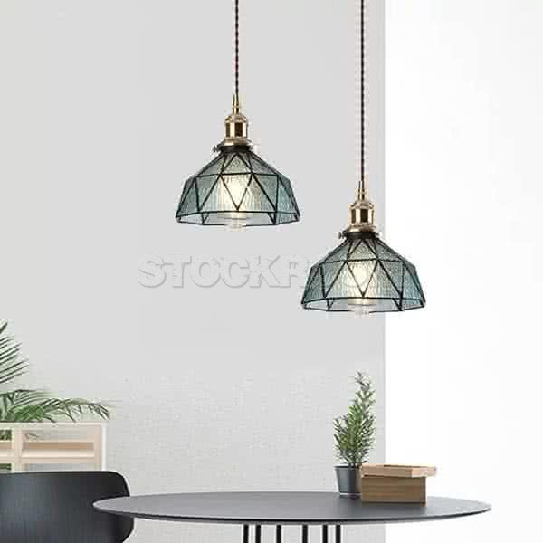 Retro Style Glass Brass Pendant Lamp