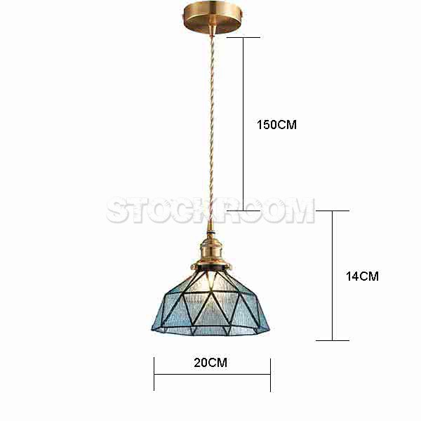 Retro Style Glass Brass Pendant Lamp