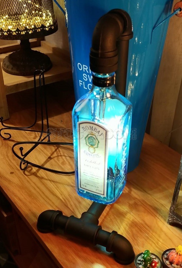 Wine bottle style table lamp