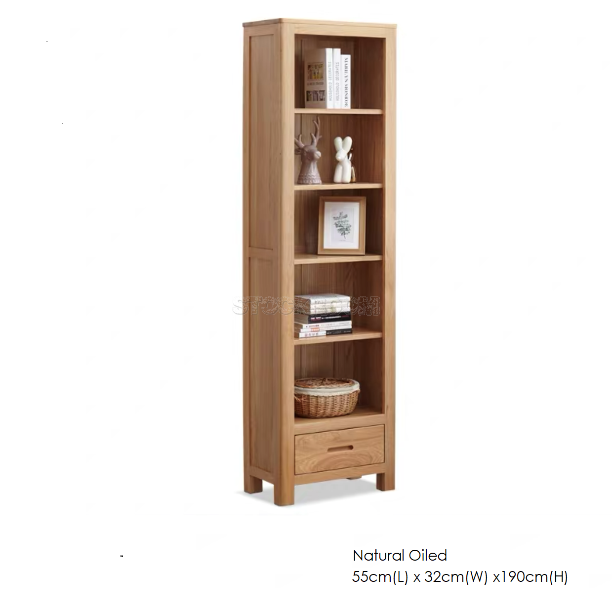 Winfrid Solid Oak Wood Bookshelves with Storage Unit