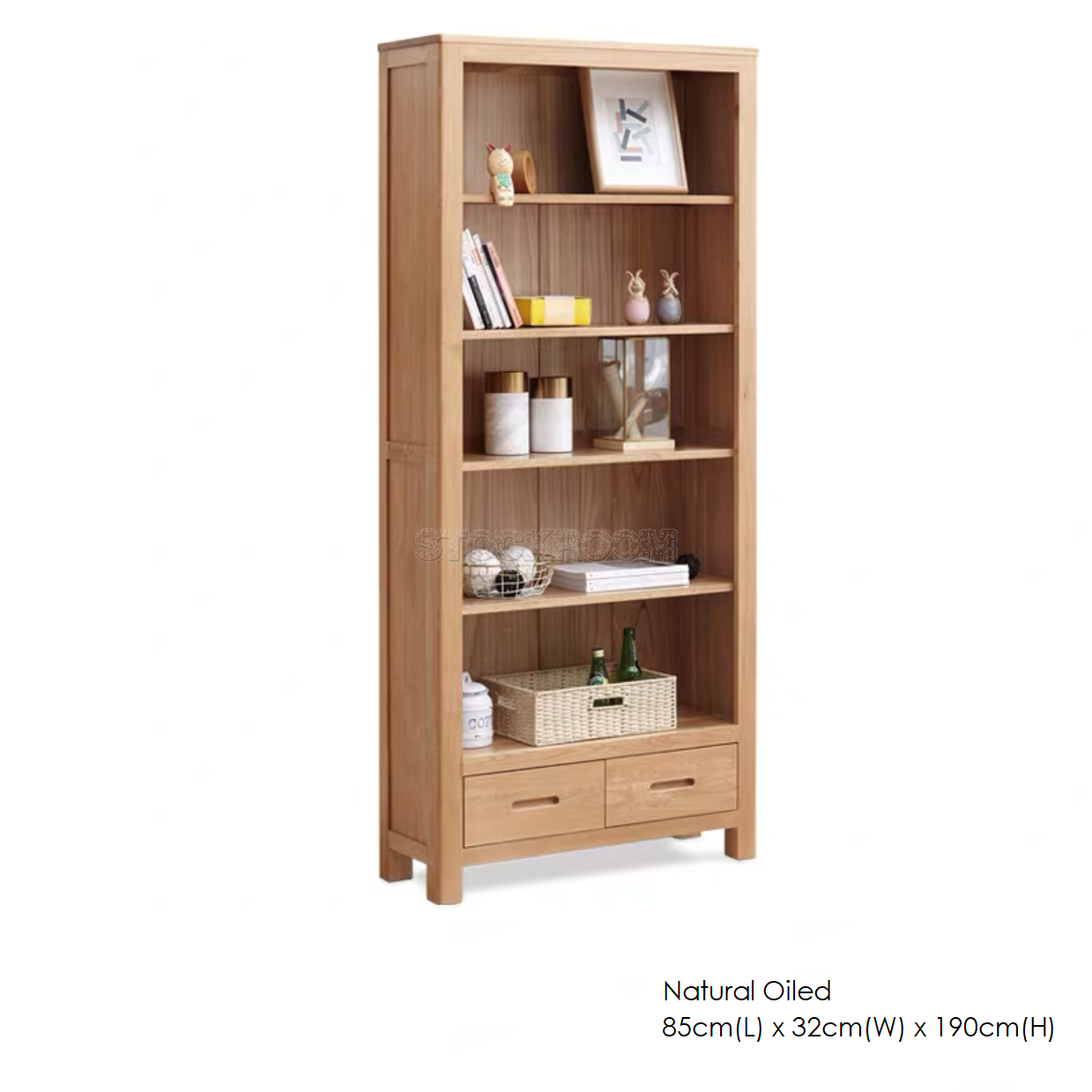 Winfrid Solid Oak Wood Bookshelves with Storage Unit