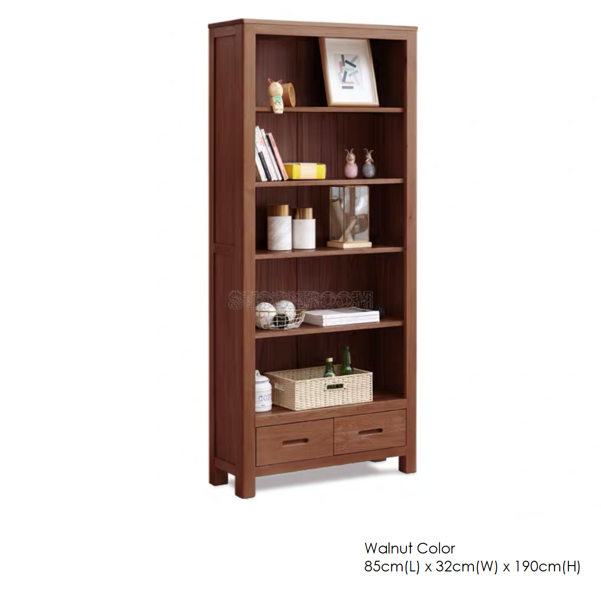 Winfrid Solid Oak Wood Bookshelves with Storage Unit