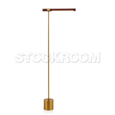 Wood Stick Contemporary Floor Lamp with Brass Base
