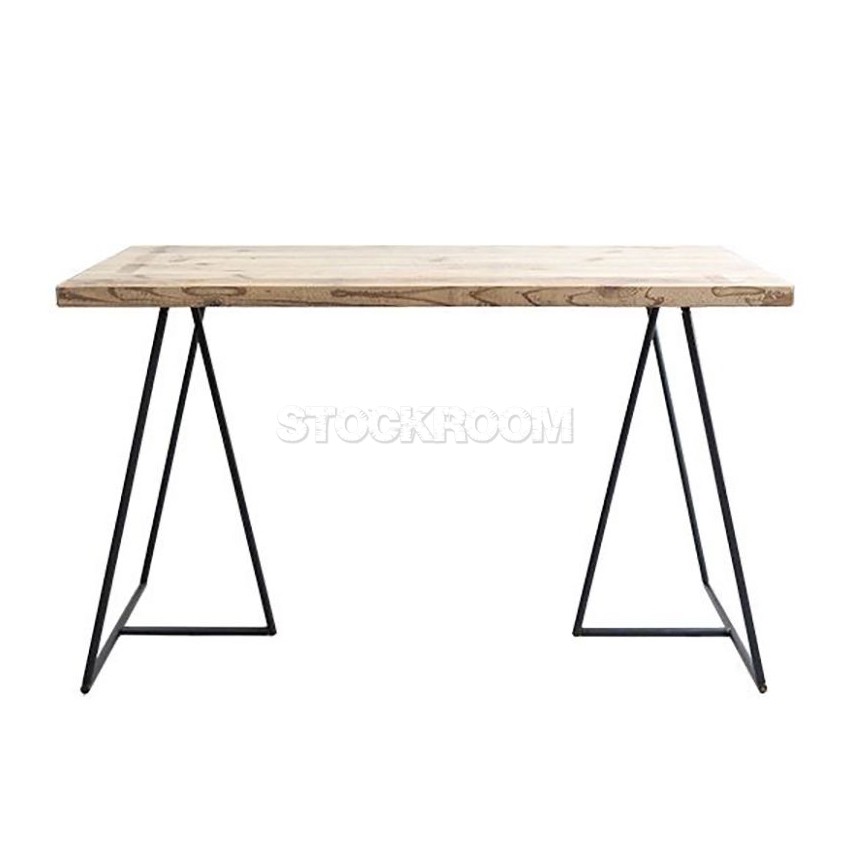 Xandra Solid Wood Industrial Style Table