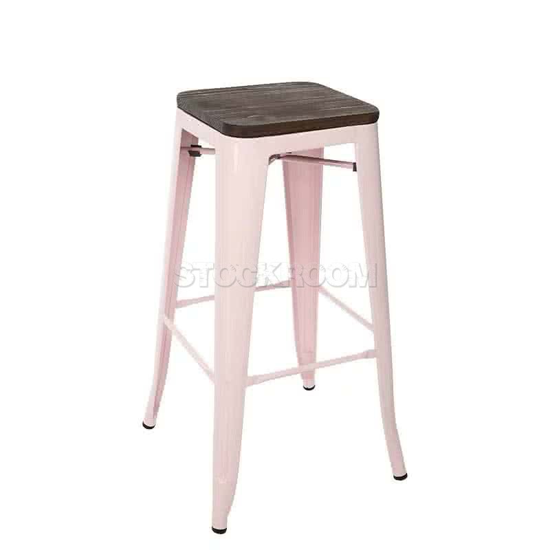 Xavier Pauchard Tolix Style Bar Stool (Wooden Top)