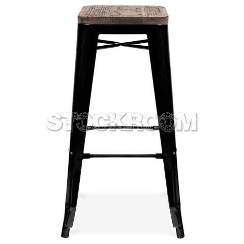 Xavier Pauchard Tolix Style Bar Stool (Wooden Top)