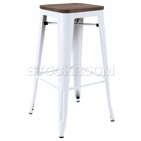 Xavier Pauchard Tolix Style Bar Stool (Wooden Top)