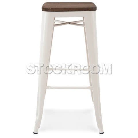 Xavier Pauchard Tolix Style Bar Stool (Wooden Top)