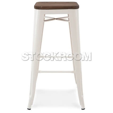 Xavier Pauchard Tolix Style Bar Stool (Wooden Top)