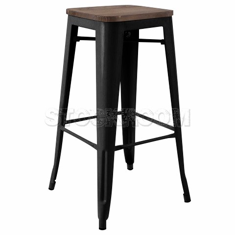 Xavier Pauchard Tolix Style Bar Stool (Wooden Top)