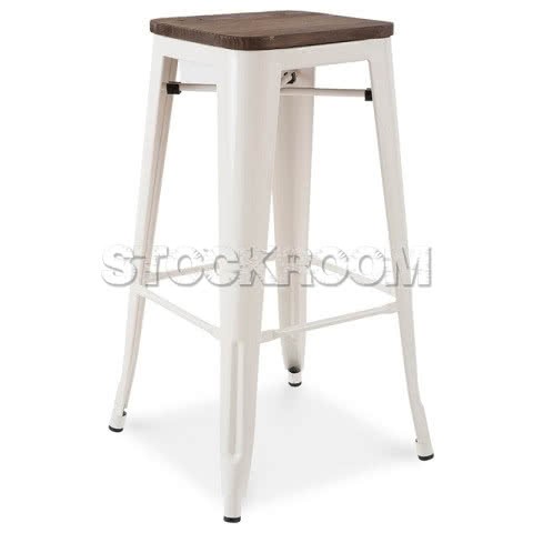 Xavier Pauchard Tolix Style Bar Stool (Wooden Top)