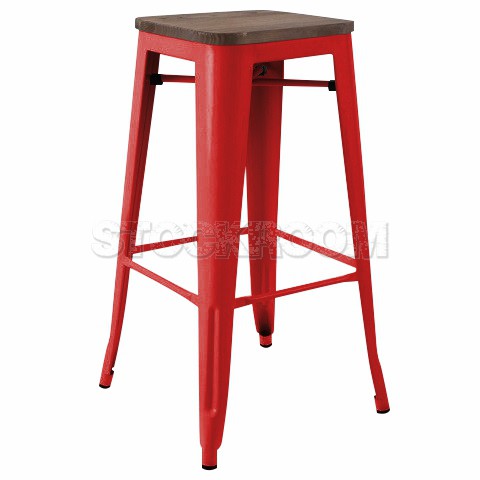 Xavier Pauchard Tolix Style Bar Stool (Wooden Top)