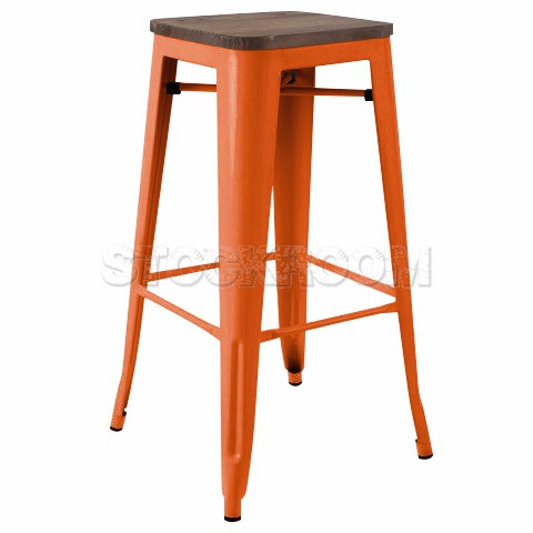 Xavier Pauchard Tolix Style Bar Stool (Wooden Top)