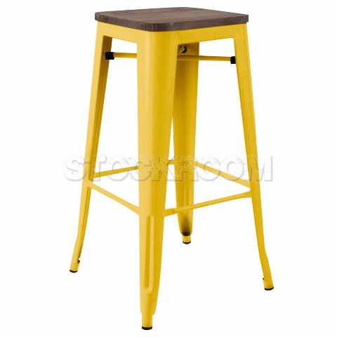 Xavier Pauchard Tolix Style Bar Stool (Wooden Top)