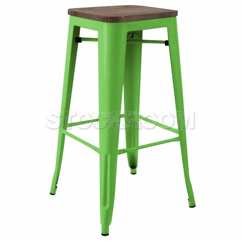 Xavier Pauchard Tolix Style Bar Stool (Wooden Top)