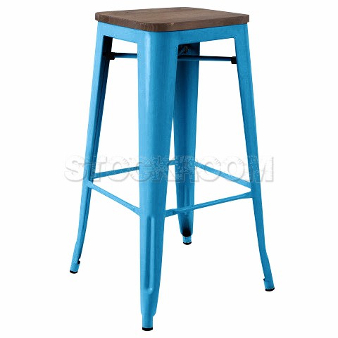 Xavier Pauchard Tolix Style Bar Stool (Wooden Top)