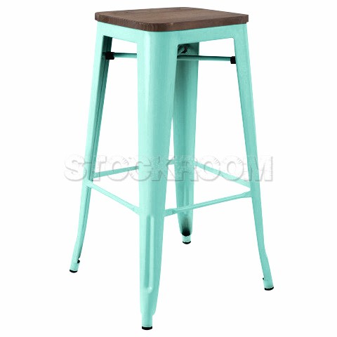 Xavier Pauchard Tolix Style Bar Stool (Wooden Top)
