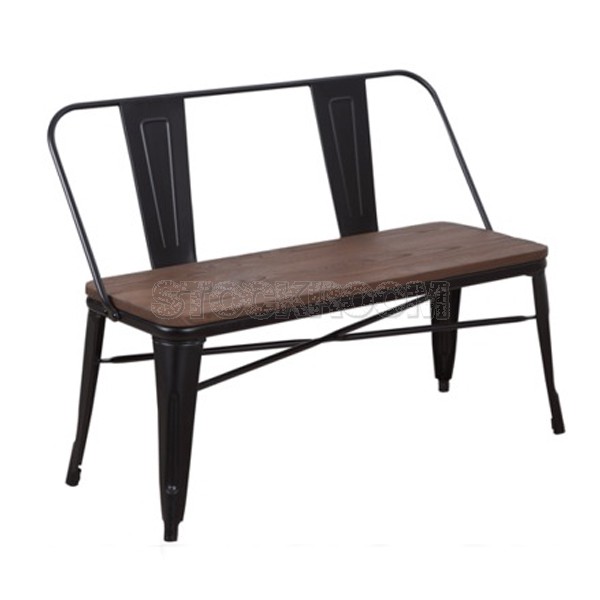 Xavier Pauchard Tolix Style Bench with Back (Elm Seat)