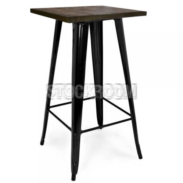 Xavier Pauchard Tolix Style Wooden Top Square Bar Table / High Table