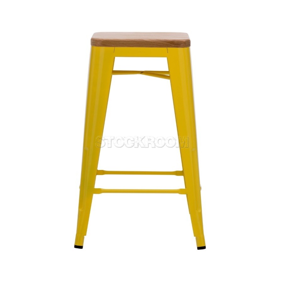 Xavier Pauchard Tolix Style Bar Stool (Wooden Top)