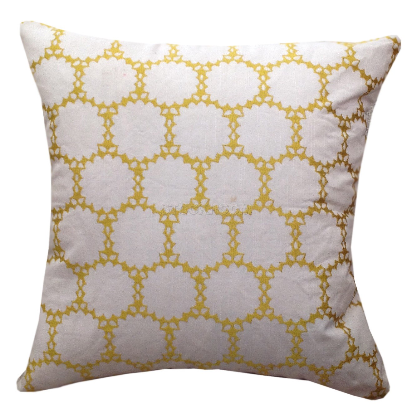 Yellow Geometric Flower Pattern Cushion