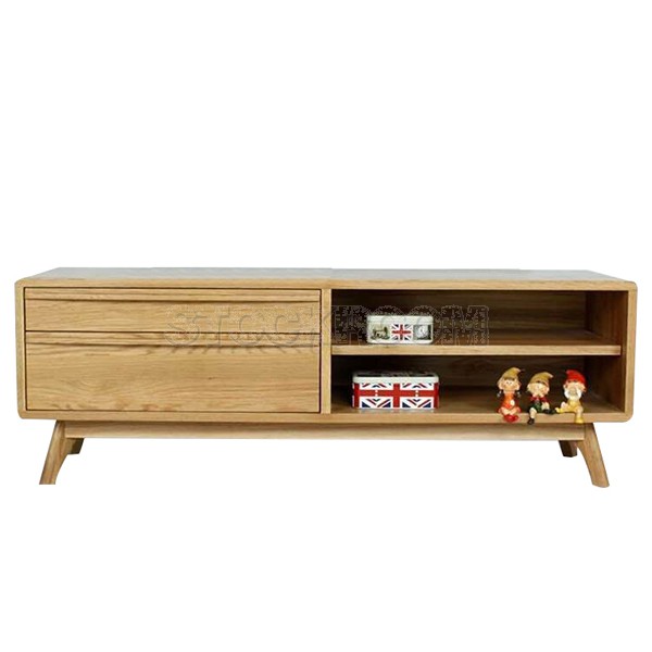 Zane Solid Oak Wood TV Cabinet