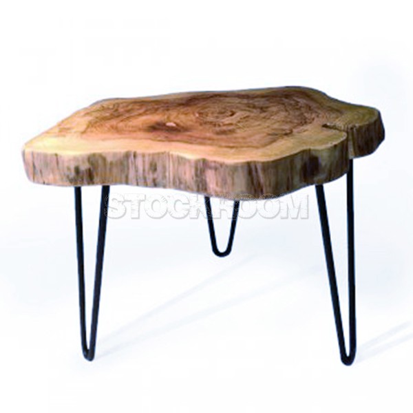 Zen Style Wood Slab Hairpin Side Table