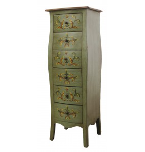 French Style Solid Wood Floral Chest of Drawers