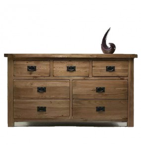 Barton Solid Oak Wood 7 Drawers Wide Chest