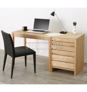 Alton Solid Oak Wood Desk with Drawers