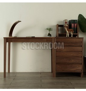 Alton Solid Oak Wood Desk with Drawers