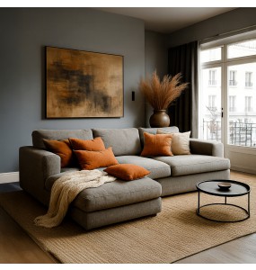 Berti Fabric Feather Down Sofa - L Shape / Sectional Sofa