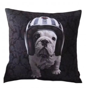Black Helmet Bulldog Cushion