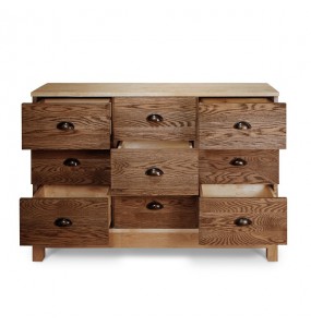 Bonhams Solid Oak Wood 9 Drawers Wide Chest