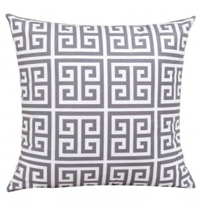 Greek Key Pattern Cushion - Grey