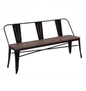 Xavier Pauchard Tolix Style Bench with Back (Elm Seat)