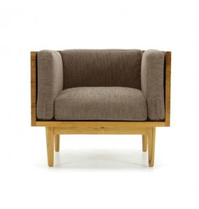 Stockroom Brentwood Fabric Solid Oak Wood Lounge Chair and Single Seater Sofa